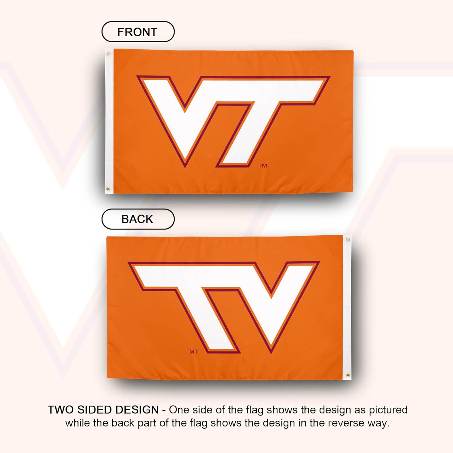 Desert Cactus Virginia Tech VT Flag - 3 x 5 Feet Hokies Banner, Indoor/Outdoor Durable Fabric, 100% Polyester Design (Style Y) - Image 2