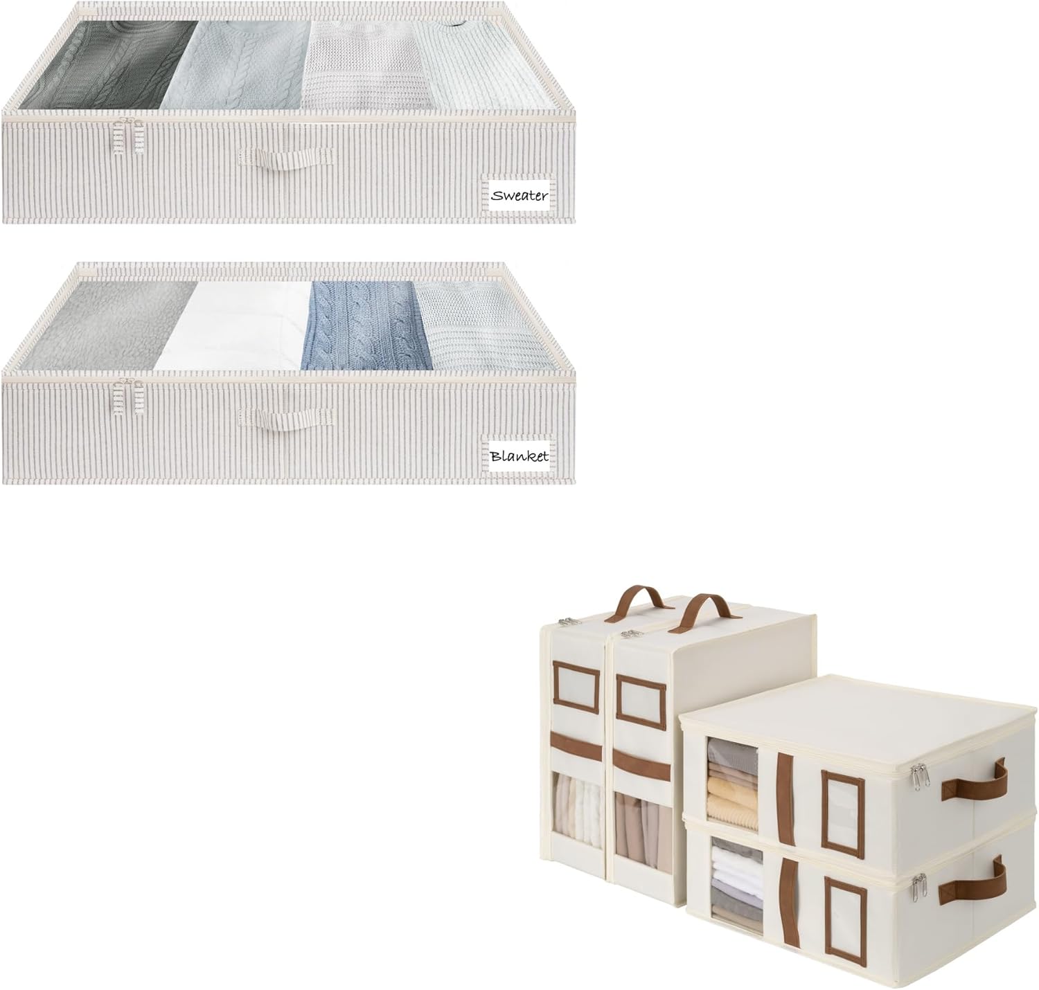 Large Under Bed Storage Containers with 4-Pack Bed Sheet Organizers and Storage