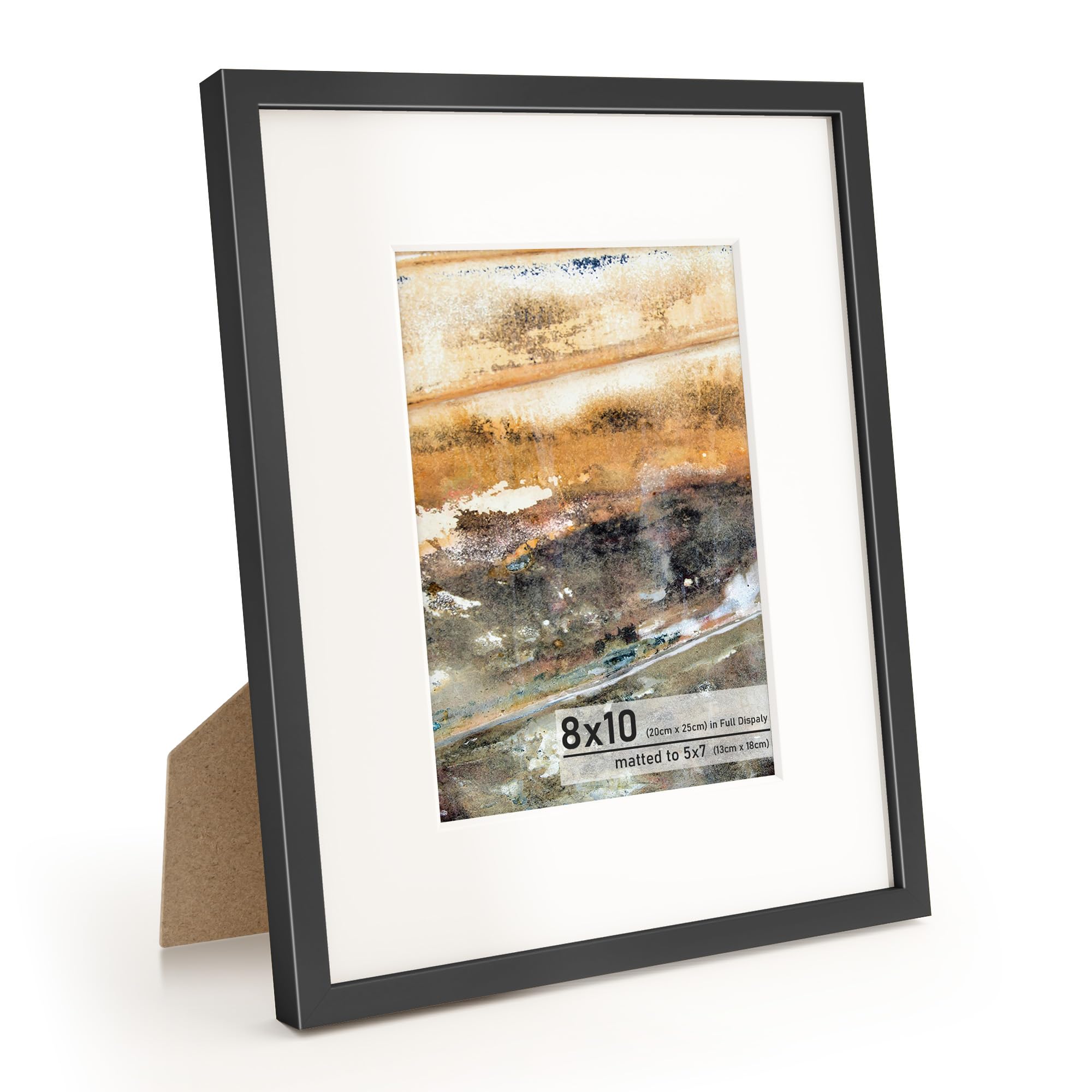 Metal Picture Frame 5x7in with Mat or 8 x 10in Without Mat, Upgrade Aluminum Photo Frames, for TableTop Display and Wall Mounting, Wall Hook Hanging Hardware Included, Black â image 1