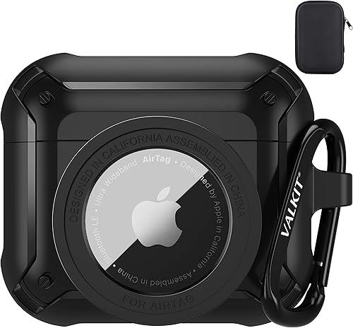 Valkit Funda compatible con Airpods 3 y AirTags, funda protectora 2 en 1 resistente para Airpods de 3 generación para hombres y mujeres, con