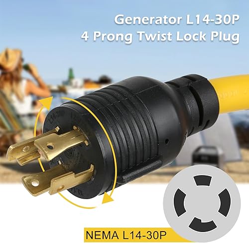 Miniatura 5 de AQQHSAIN Cable de extensión de enchufe NEMA L14-30P a 6-50R de 10 pies, cable adaptador de soldador para generador RV EV, soldador, secadora de 3