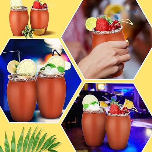 Vista 8 de Gejoy 30 piezas de 12 onzas Cantaritos De Barro Mexicanos Mini Cantaritos Shooters Cerámica Cóctel Vasos para Margaritas Mojitos Mexicanos Mexicanos
