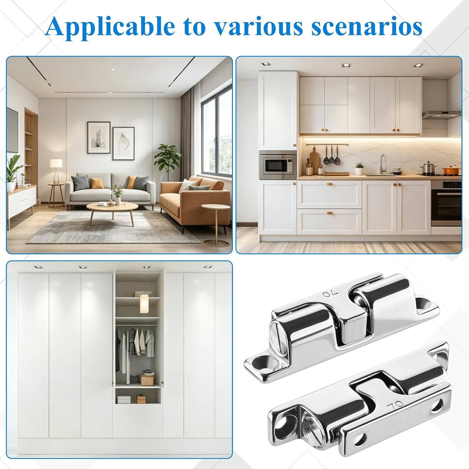 4 Pack Double Ball Tension Double Roller Catch 316 Stainless Steel | Cabinet Door Catch 70mm Heavy Duty Cabinet Latches and Catches Mirror Finish Hardware Catches for RV Yacht Boat Furniture