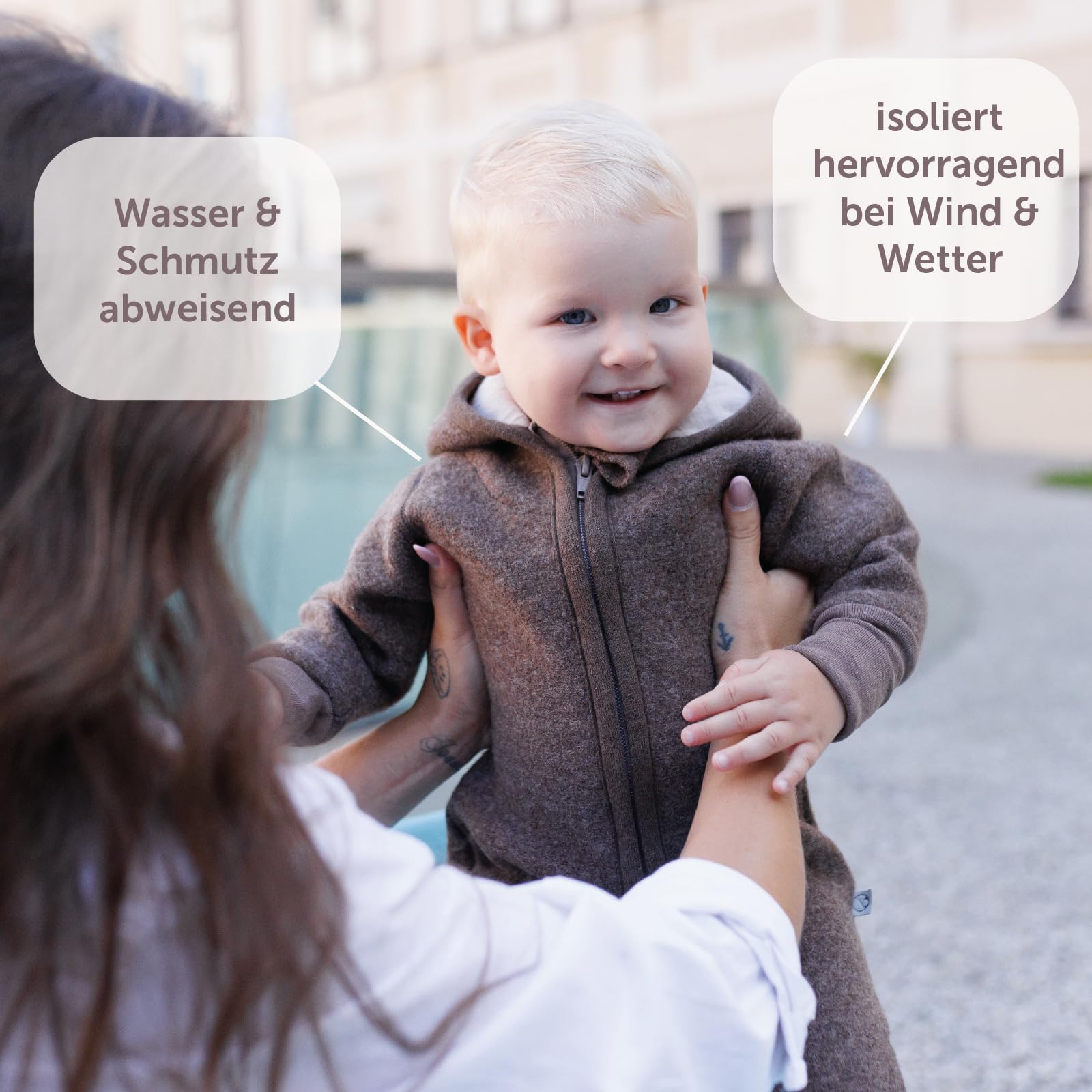 cocoome Wollwalk-Overall | Wollwalk Tiere | Walkoverall Baby und Kleinkind aus 100% Schurwolle | mit Reißverschluss | in Europa gefertigt | verschiedene Größen und Modelle | Größentabelle beachten