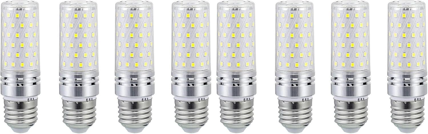 LED Candle Bulb, 15W Equivalent to 120W Incandescent, Cool White 6000K, 8 Pack, E26/E27 Medium Base, Non-Dimmable