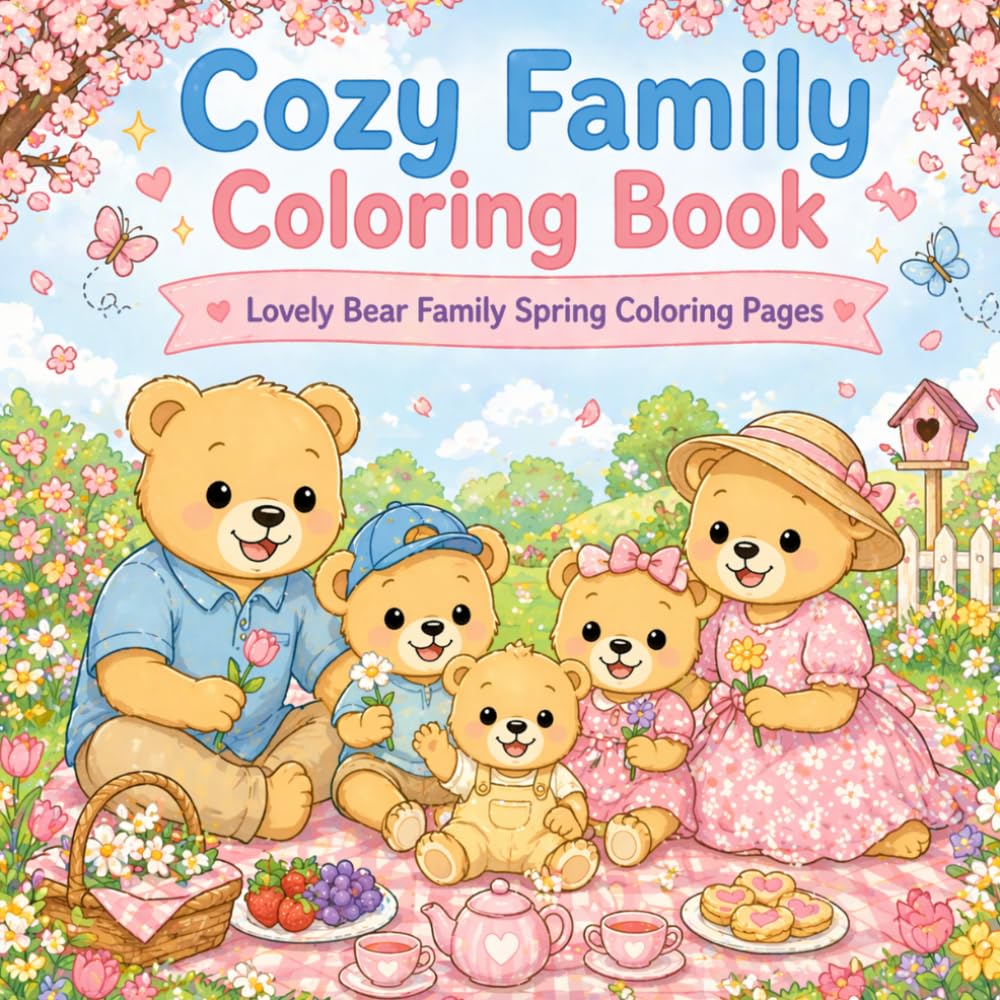 Cozy Family Coloring Book: Cute & Relaxing Bear Family Spring Coloring Pages (Cozy Coloring Books)