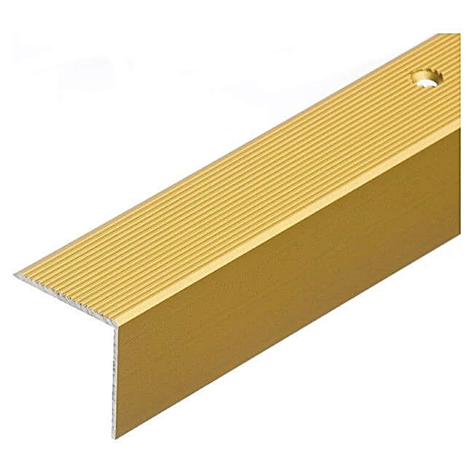 TMW Profiles Stair Nosing 30mm × 30mm – Gold Anodised – One-Sided Grooved 0.9m Length (Gold)