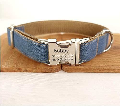 LWITDOG Collar de perro multicolor collares grabados personalizados collares de identificación ajustables para S M L Bulldog francés Yorkies correa