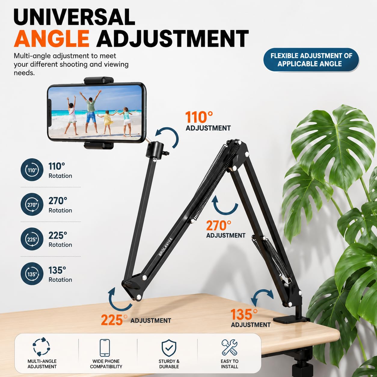 BROLAVIYA Video Light Stand - Ring Light & Extendable Arm -8