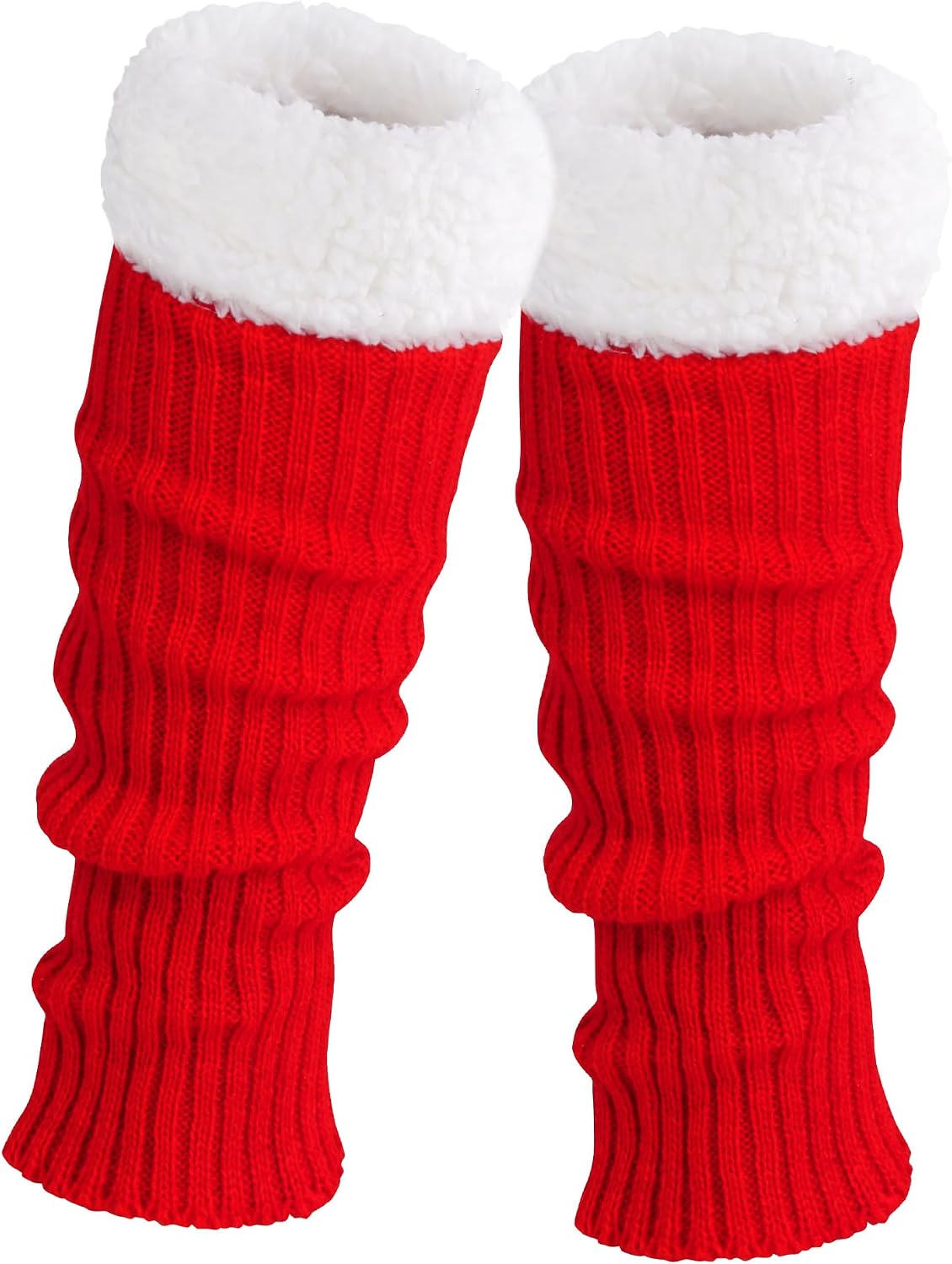 choyaxo Leg Warmers for Women Fluffy Trim Knitted Christmas Sock 80s Y2k Leg Warmers Stylish Accessories for Winter Christmas