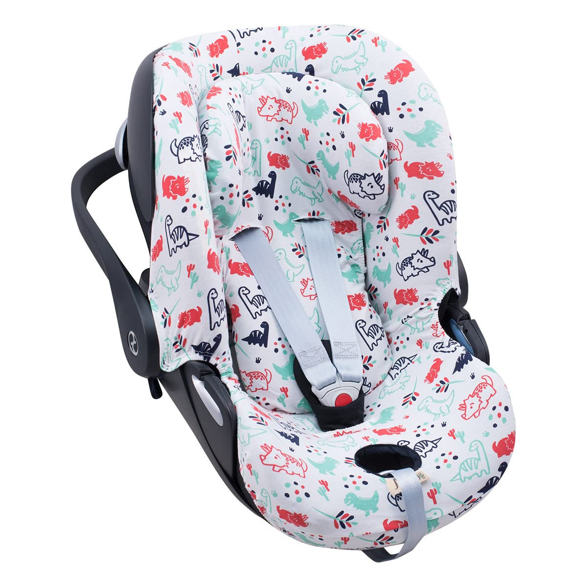 JYOKO KIDS Funda de Algodón para silla de coche Compatible con Cybex Aton Cloud- Q-M-2-4-5 (CLOUD Q-M, Dino Party)