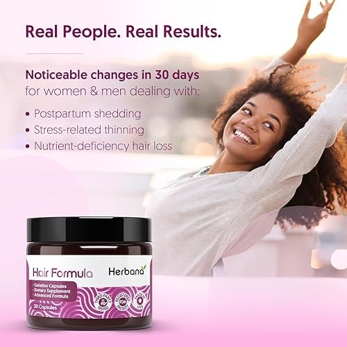 Miniatura 7 de Fórmula capilar para hombres y mujeres, 30 cápsulas - 23 ingredientes activos para un crecimiento y grosor más rápidos del cabello con biotina 6000