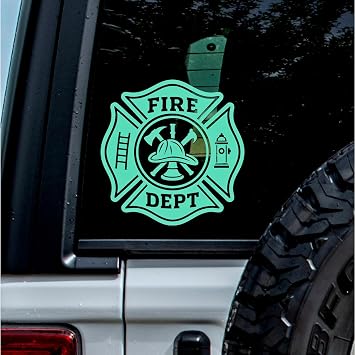 No Background - Waterproof Car Sticker Decal of Firefighter Fire Dept Maltese Cross for Laptops, Water Bottles, Cars, Trucks, Wall Ideal Gift 2 Pcs Mint, 3.8 x 3.9 |K16031MI