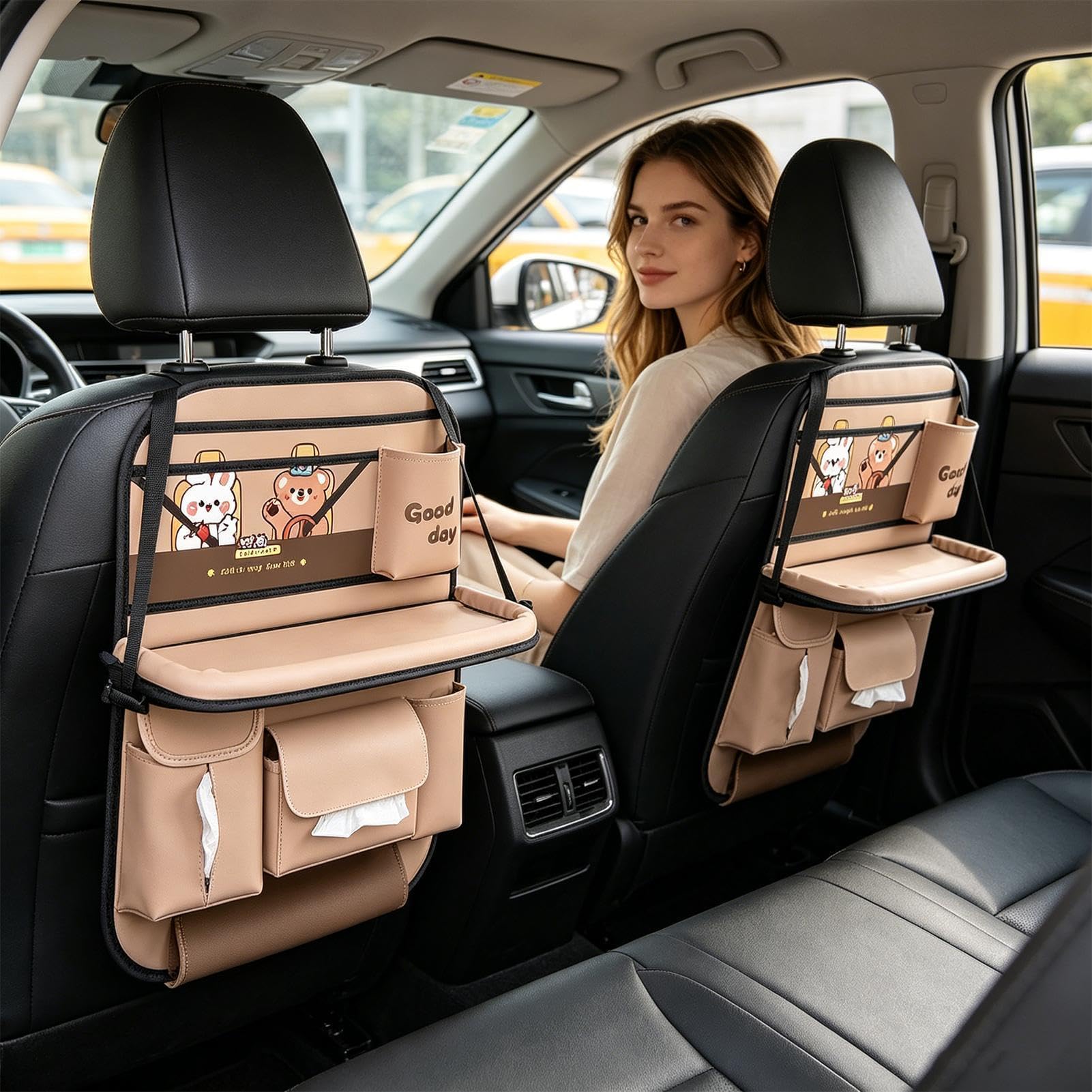 Organizer per Schienale Auto Borsa Pieghevole Antiscivolo Multifunzione con | Organizer Porta Auto Passeggero Posteriore Cibo Laptop