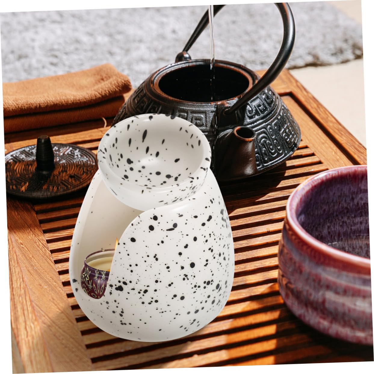 Zerodeko 2piezas Quemador de Aroma de Cerámica Difusor de Aceites Esenciales para Dormitorio Sala de Estar Calentador de Cera para Ambiente Diseño Nórdico