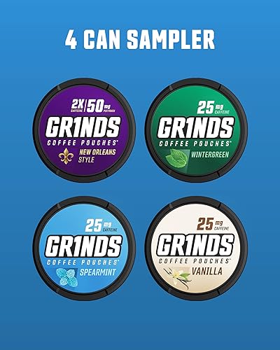 Miniatura 8 de GRINDS Bolsas de café Try Em All 10 Latas Paquete variado Sin tabaco y nicotina Alternativa para masticar 18 bolsas 1 bolsa equivalente a