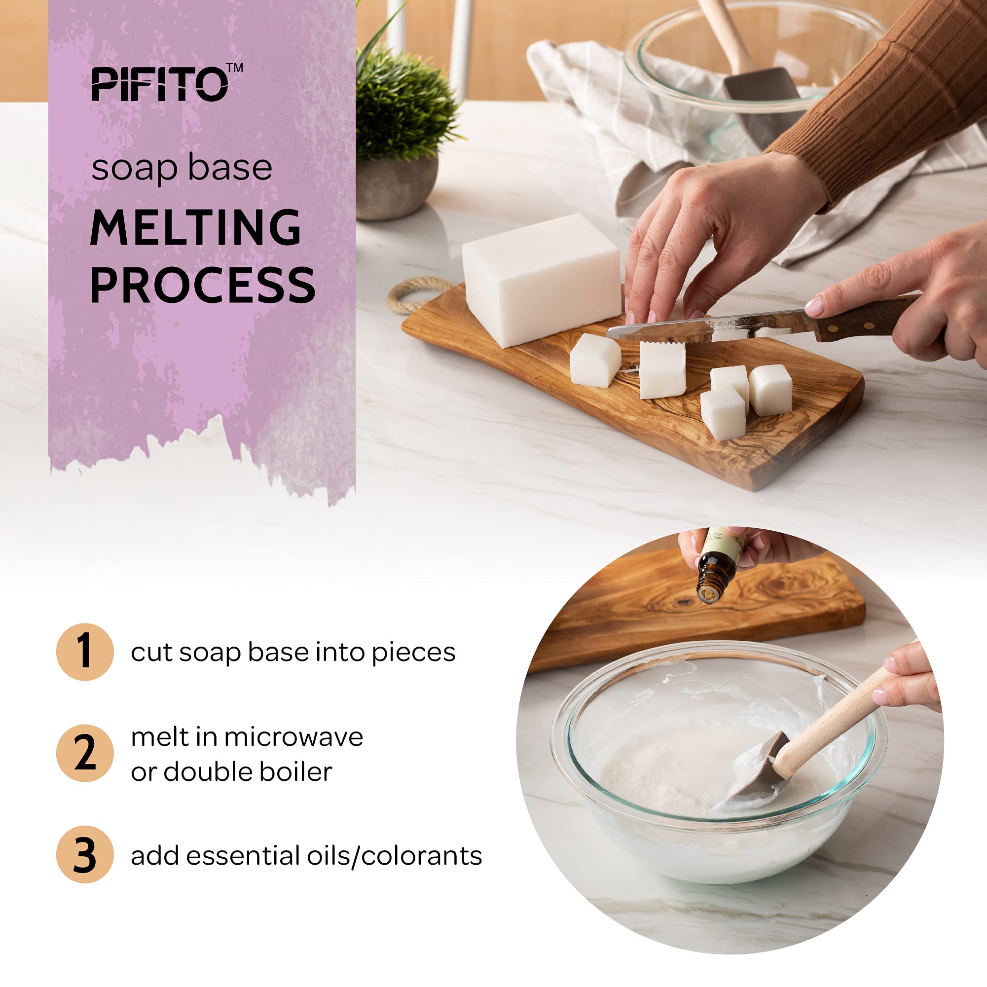 Pifito Premium burro di cacao base per sapone da sciogliere e versare, base di sapone naturale alla glicerina vegetale – eccellente sapone fatto a mano 5 lb