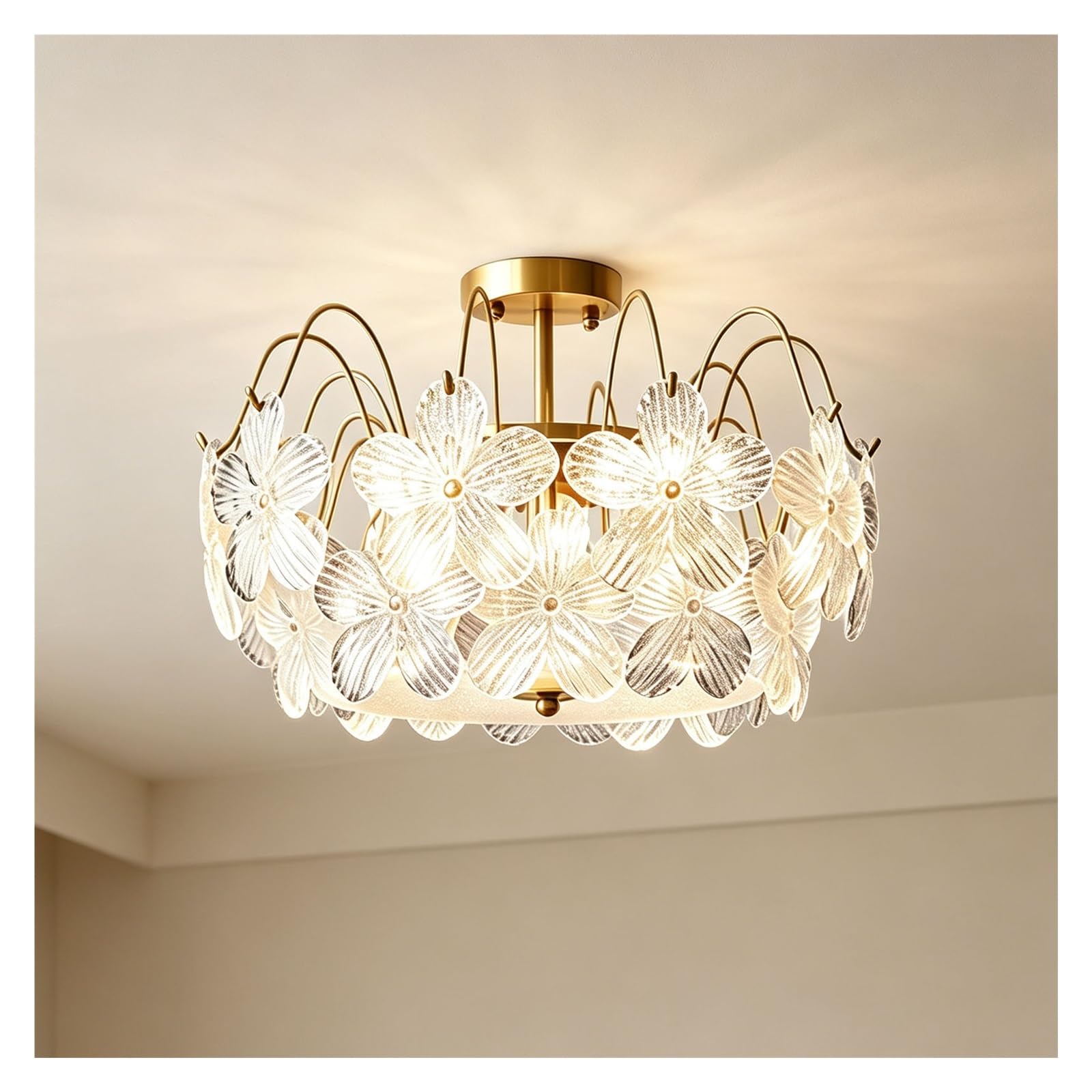 Lámpara de techo de flores de cristal de 45cm para comedor y hogar 8