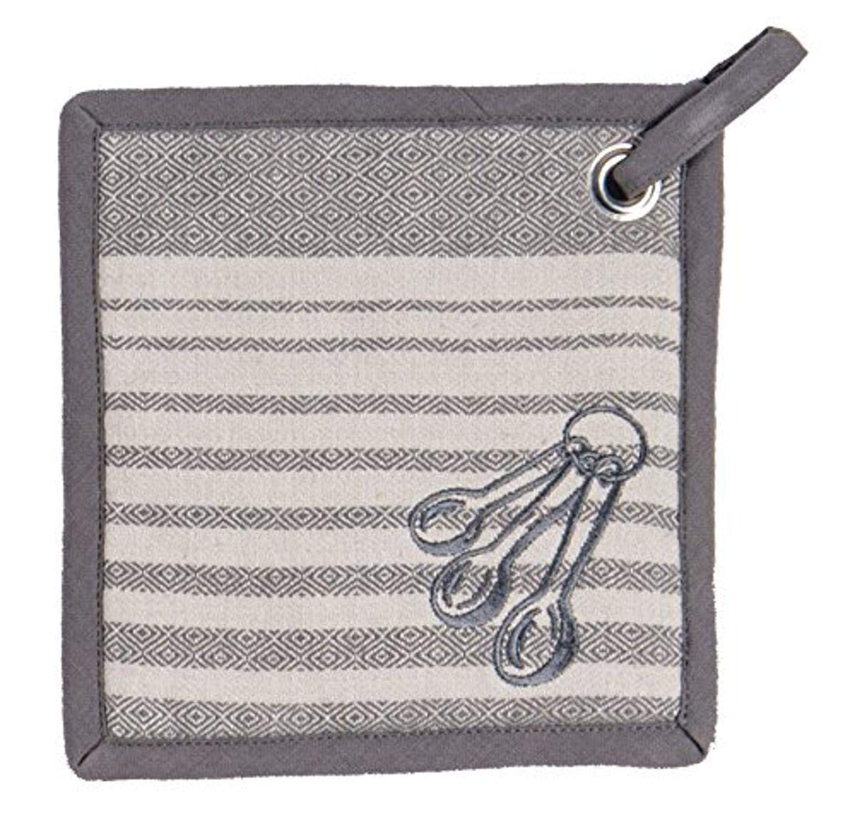 Kay Dee Designs Cook's Kitchen Birdseye Woven Embroidered Potholder with Grommets, Graphite, R3232