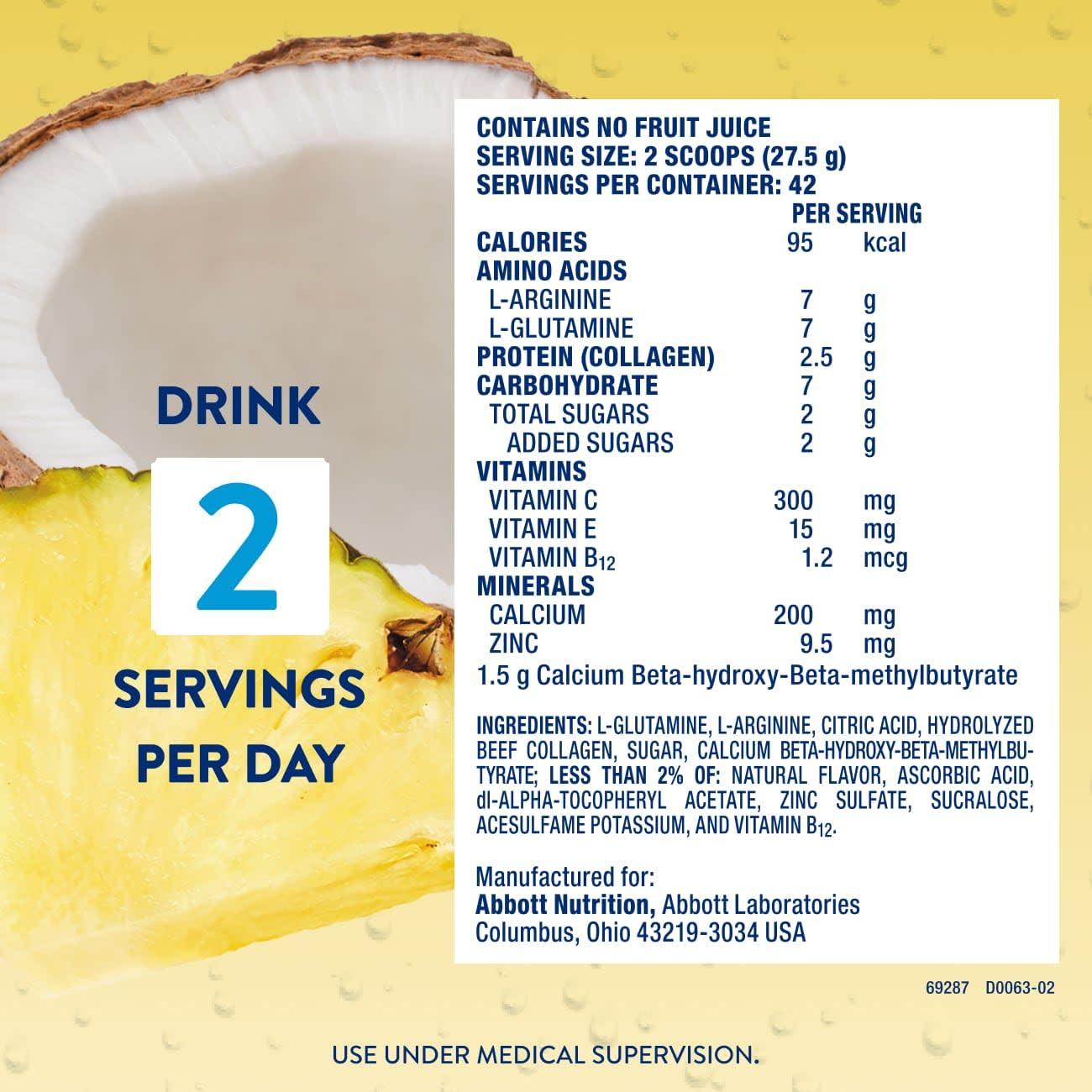 Juven Nutrition Support for Wound Healing, Pineapple Coconut, 42 Serving Tub (Pack of 1) — Amazon image 8