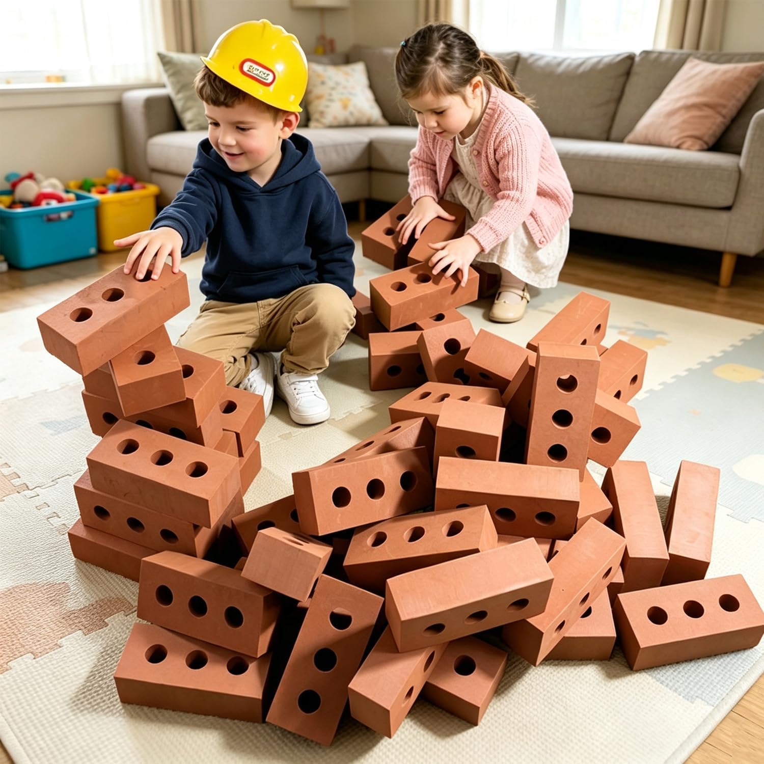 30 pcs Foam Brick Building Blocks for Thick Blocks Foam Large Fake Brick Construction Tool for Stacking Construction Gifts, 8 x 4 x 2.4 in