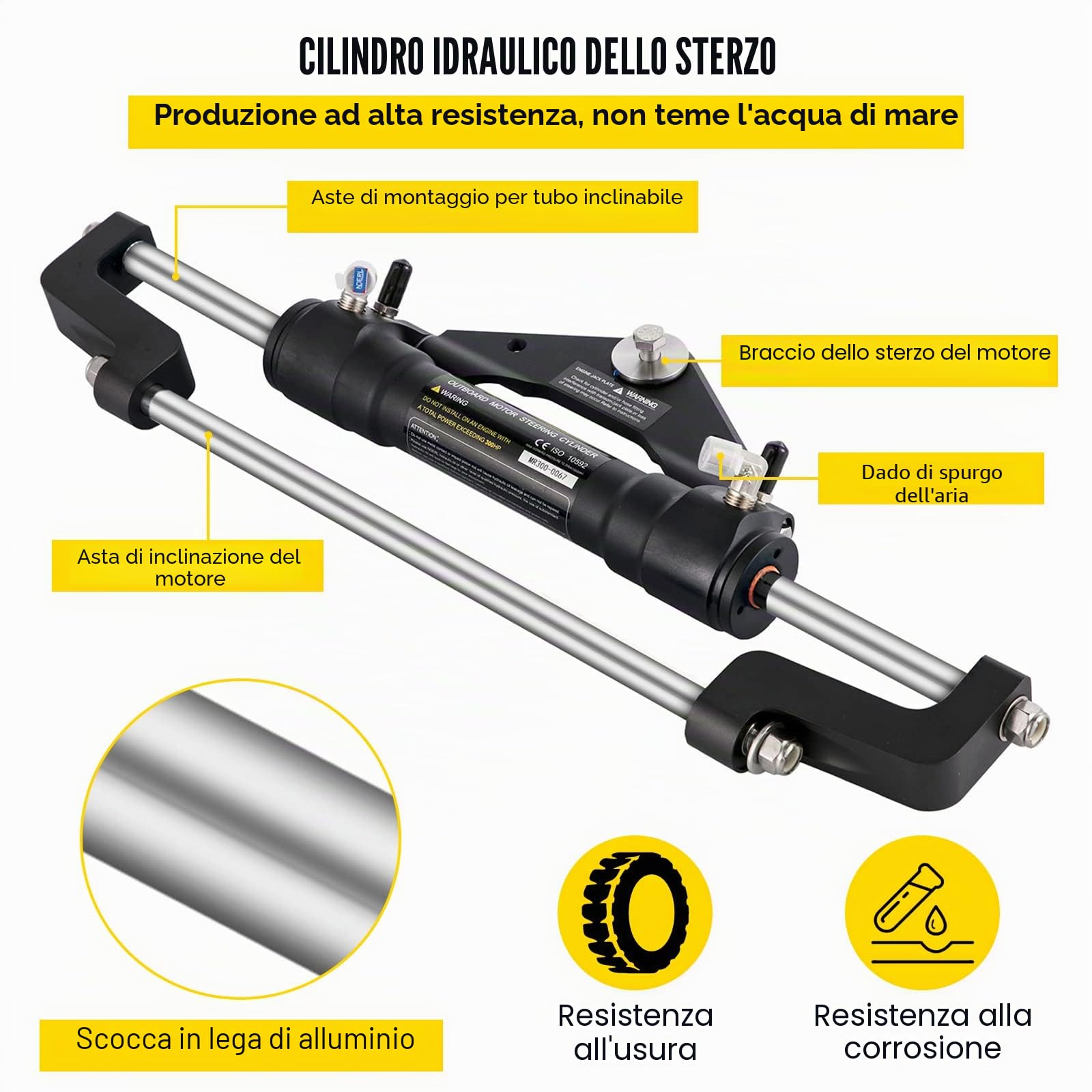 VEVOR Kit sterzo Idraulico fuoribordo 300HP, Kit sterzo Idraulico Pompa timone, Kit sterzo Idraulico per Barca con Tubo sterzo Idraulico da 22 Piedi per Sistema di sterzo Barca