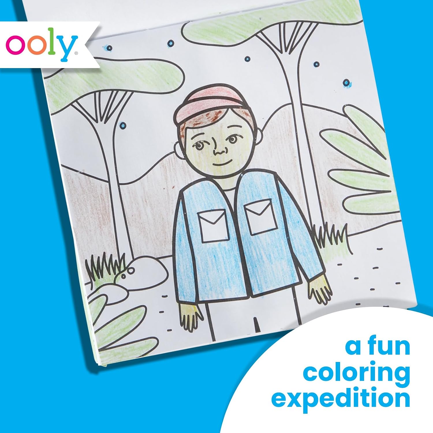 Ooly Travel Art Kit with 9 Jumbo Crayons & 48 Themed Coloring Pages & Case for Easy Traveling Art Creation, Perfect Airplane & Road Trip Activities for Kids - Safari
