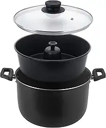 Multiflon Jogo Caçarola 20 Centímetros/Forma para Pudim Banho- Maria - 2 Peças Aluminio Antiaderente Com Tampa de Vidro Linha Versátil Resistente Durável e Saudável