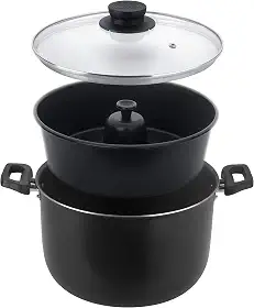 Multiflon Jogo Caçarola 20 Centímetros/Forma para Pudim Banho- Maria - 2 Peças Aluminio Antiaderente Com Tampa de Vidro Linha Versátil Resistente Durável e Saudável