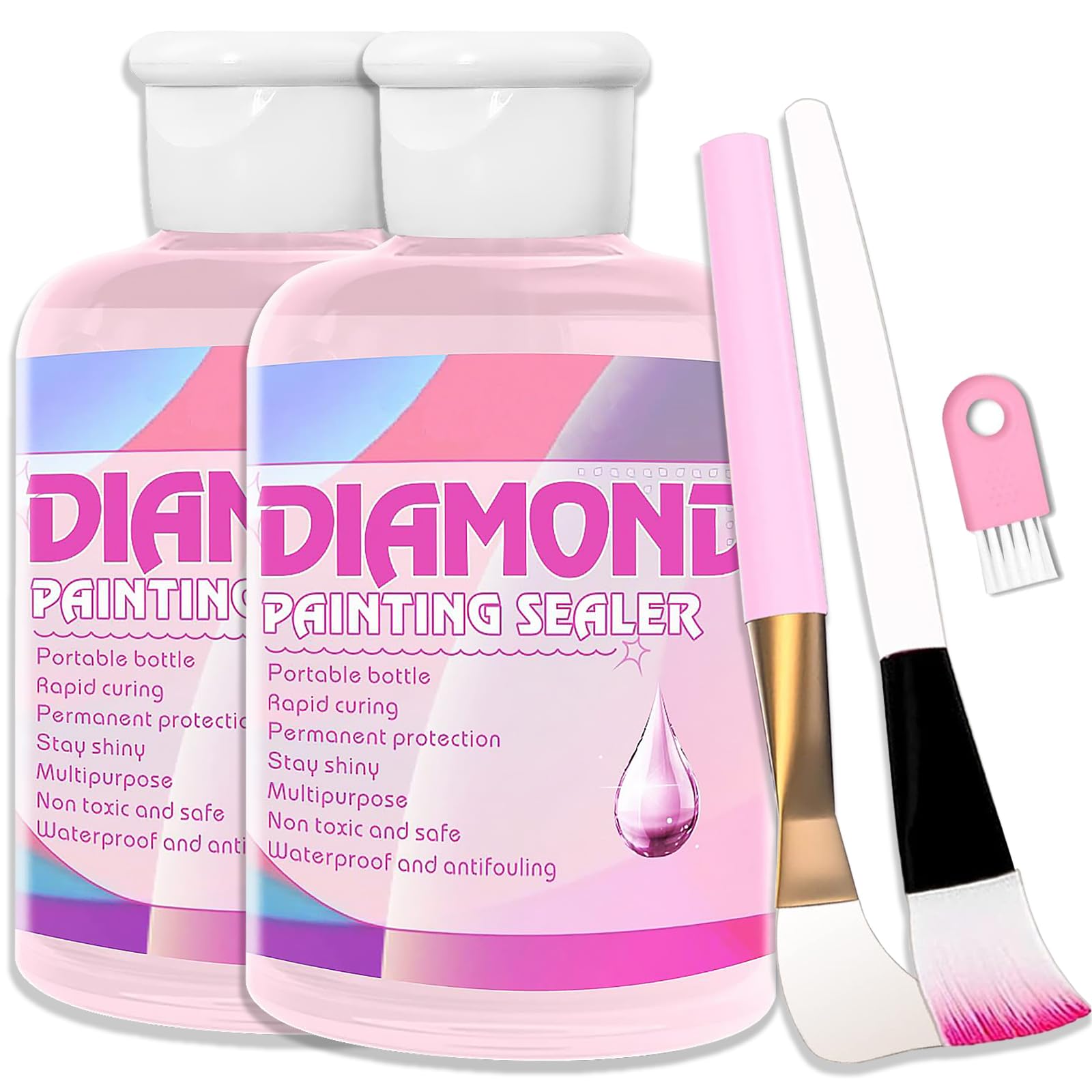 Diamond Art Sealer Kit - 240ml Fast Drying & Strong Bond Painting Glue With Brushes for DIY Art, Accessories & Puzzle Tools - Permanent Hold