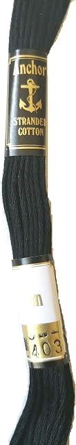 Anchor Stranded Cotton Thread (for Cross Stitch/ Embroidery) Colour - Black (403) by Anchor