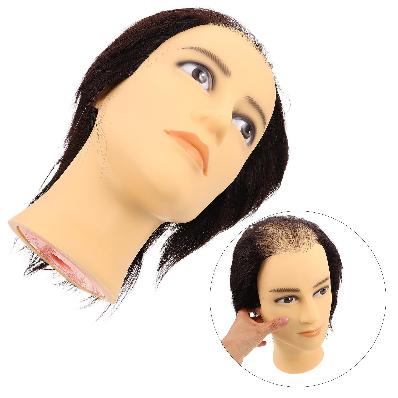 Friseur Übungskopf für Haarstyling Männlicher Puppenkopf aus PVC Schwarz Realistische Haarstruktur und Haardichte für Salontraining und Prüfungsvorbereitung für Anfängerfriseure