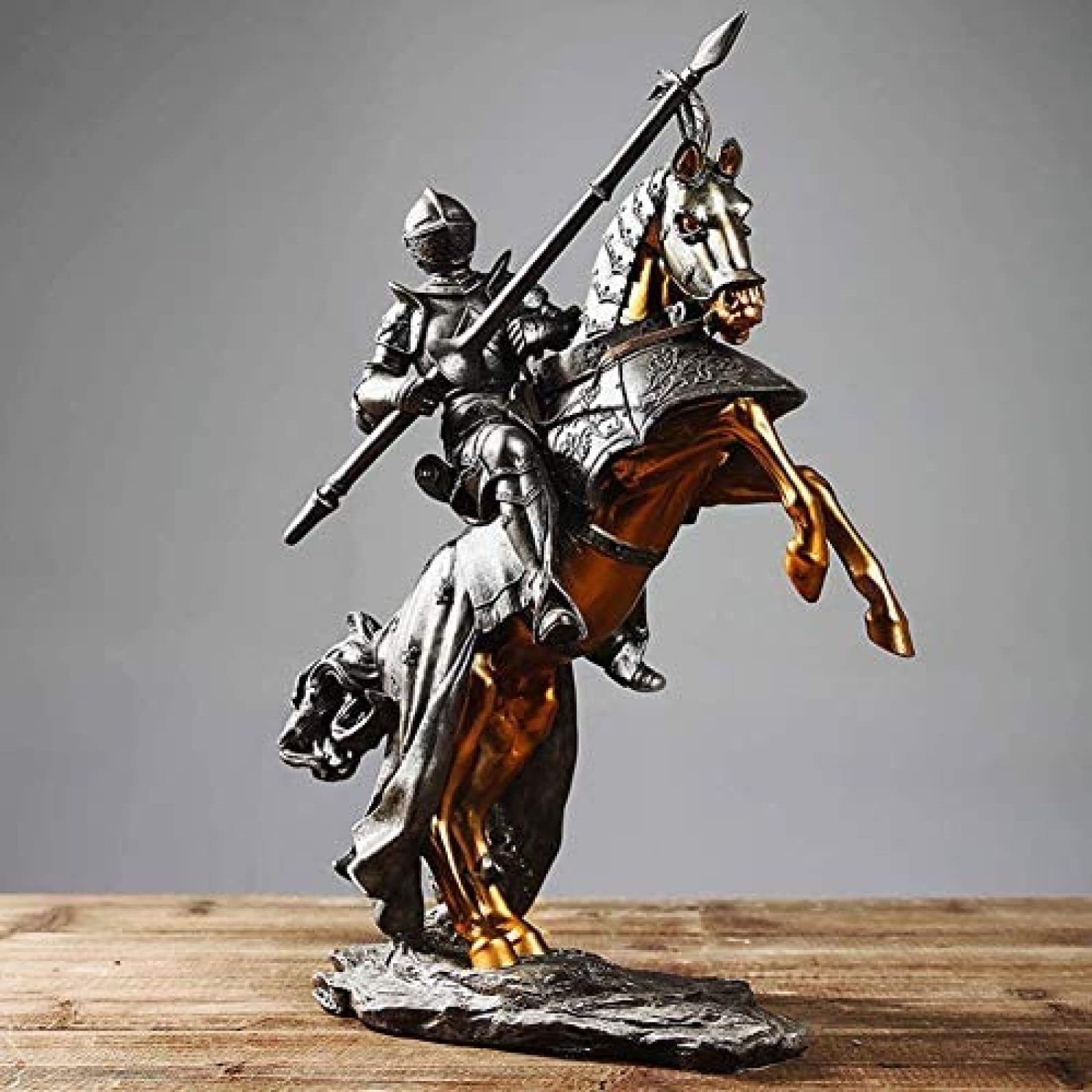 Rodzina rzeźba artystyczna figurki dekoracja biurowa statua statua rycerza ozdoba zbroja średniowieczna rzeźba na koniu wystrój kolekcjonerski figurka prezent do dekoracji domu 69Tranquillit