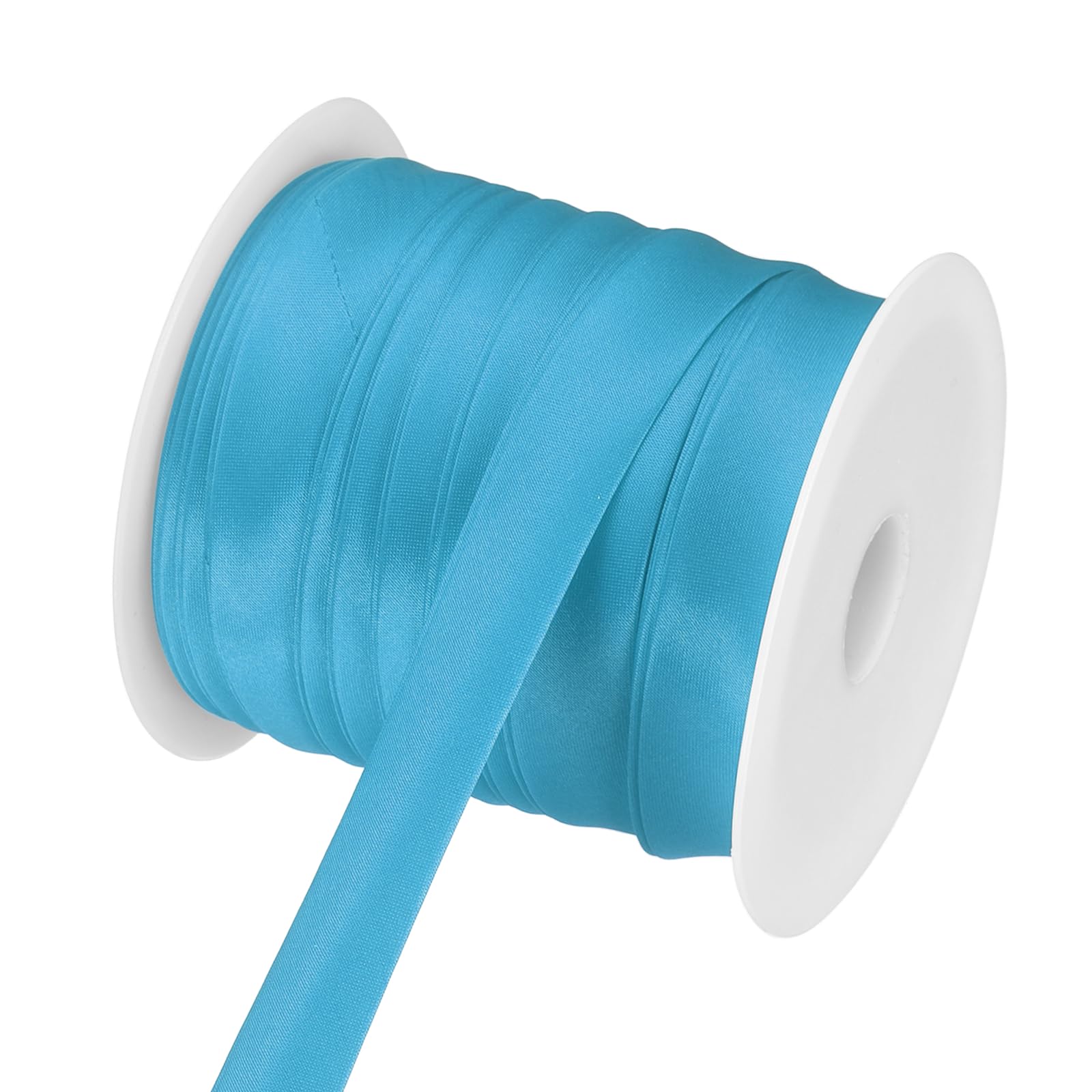 sourcing map Double Fold Bias Tape for Sewing, 3/4 Inch(2cm) x 25 Yards Satin Bias Binding Tape Continuous Bulk for Quilting Binding Seaming Hemming Fabric Piping DIY Craft, Lake Blue