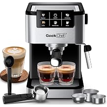 Geek Chef Espresso Machine with Milk Frother, 20 Bar Espresso & Latte Maker