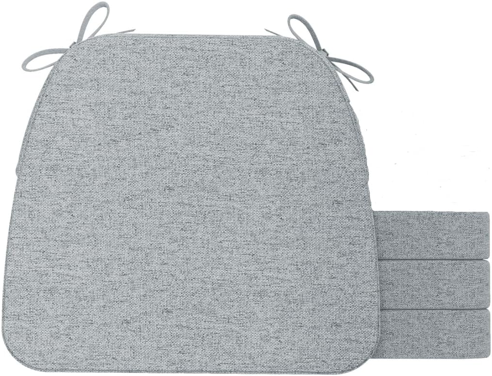 (Similar)AAAAAcessories D-Shaped Chair Cushions, 2\" Thick Dining Chair Pads with Ties and Removable, Machine-Washable Cover, 17\" x 16\", Set of 4, Gray Gray 4 Count(Pack of 1)