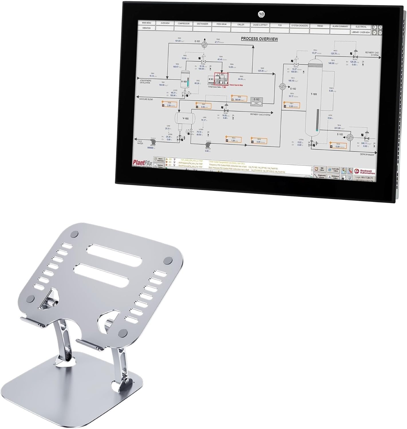 BoxWave Stand and Mount Compatible with Allen Bradley VersaView 6300M (8.4 in) - Executive VersaView Laptop Stand, Ergonomic Adjustable Viewing Angle Metallic Riser - Metallic Silver