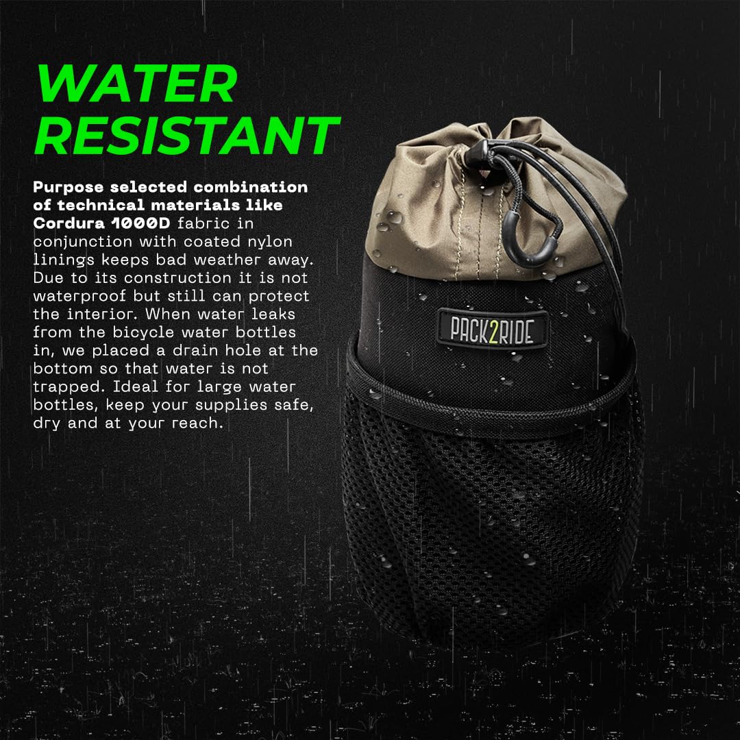 PACK2RIDE Bongo Gidon Bikepacking Bisiklet Çantası - Su Geçirmez Kumaş -Geniş Hacimli - File Cepli Suluk - Dağ,Şehir, Tur, Yol,Gravel Bisikletlerine Uygun - Kaliteli -Şık- Fonksiyonel - 2,4L Siyah
