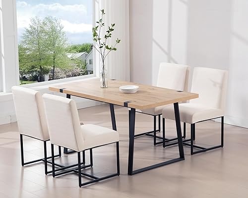 Miniatura 50 de HNY Juego de 2 sillas de cocina cómodas y modernas, de piel sintética, para cocina y comedor, silla auxiliar tapizada con marco de metal con acabado