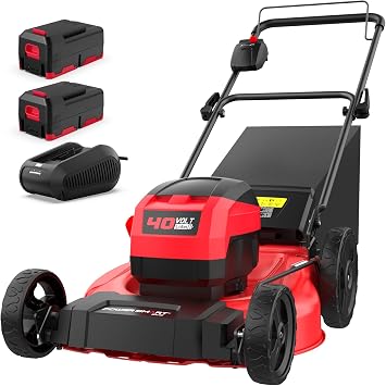 PowerSmart 40V 21" Cordless Push Lawn Mower with 2 x 4.0ah Batteries and Charger, up to 1/4 Acre MB2400B