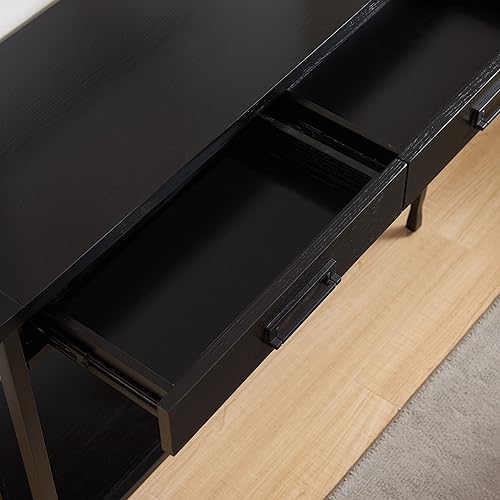 Miniatura 90 de Leick Home 214338 Empiria Mesa consola de madera con marco de metal para sala de estar, entrada, dormitorio, gris Negro lavado,Gris,Mission