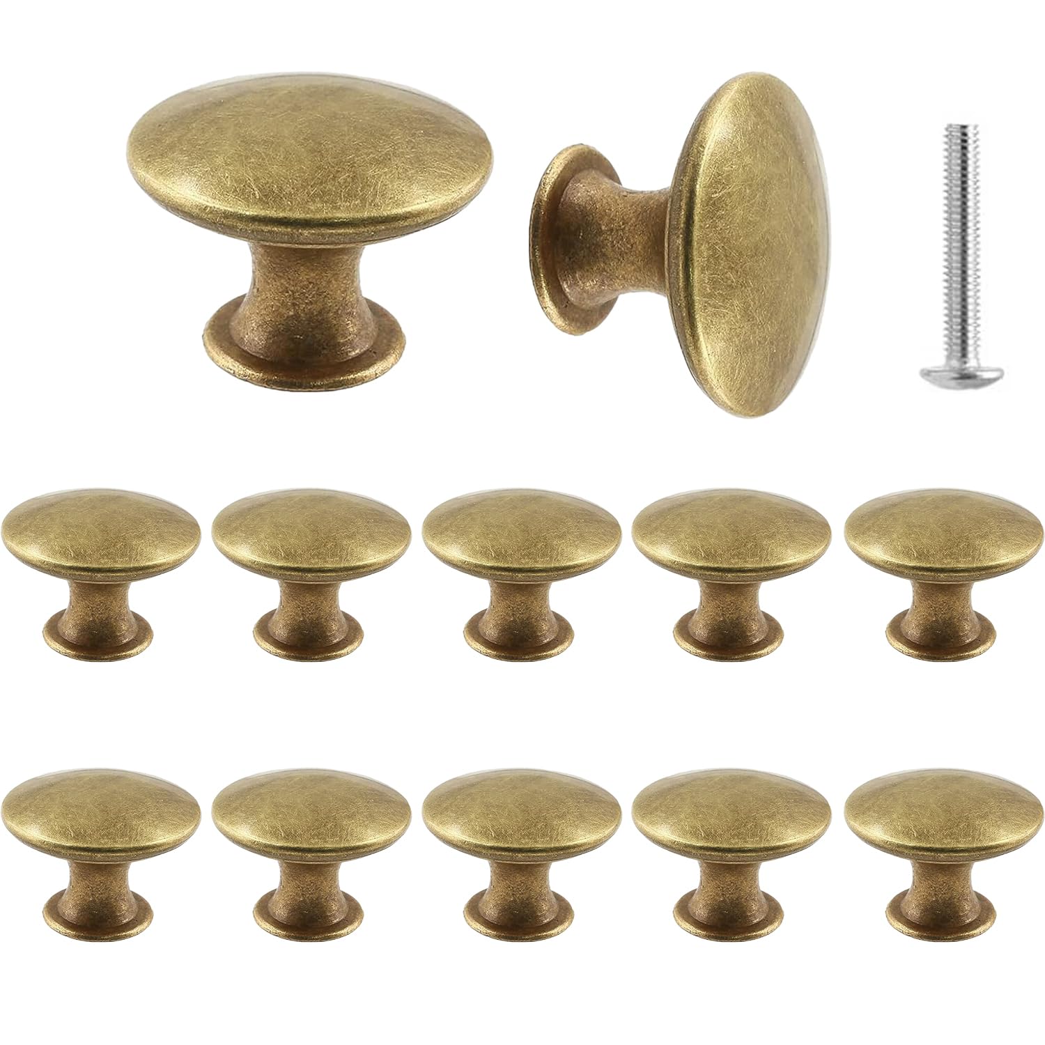elook 12PCS Drawer Knobs, Door Knobs Zinc Alloy Cabinet Knobs Pulls, 30mm Antique Brass Kitchen Cupboard Handles for Home Decorating