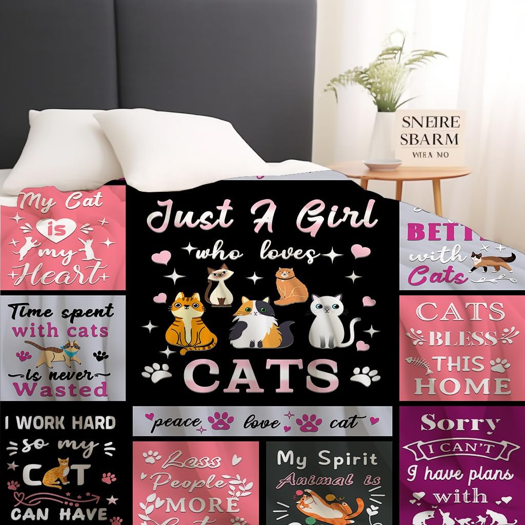 Cat Blanket Gifts for Women,Cute Cat Throw Blankets Flannel Cats Blankets Gifts for Kids Girls Adults Women Cats Lovers 50"x40" - Image 5