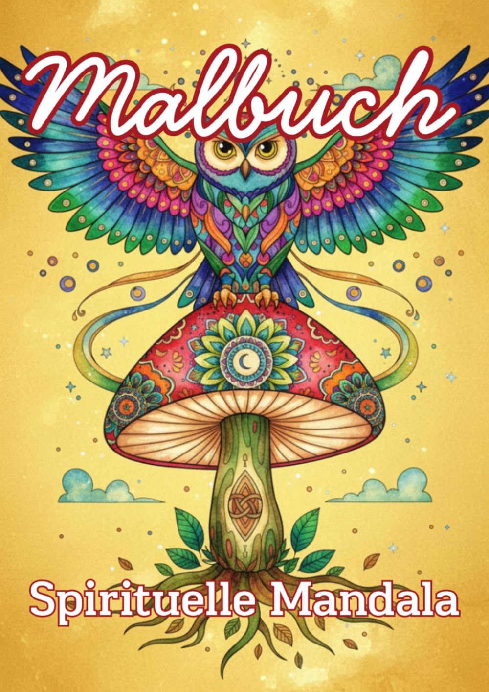 Spirituelles Malbuch für Erwachsene – 50 mandalaähnliche Motive zum Entspannen und Ausmalen: Zum Abschalten, Loslassen und kreativen Ausmalen ... mit Feen, Engeln, Pilzen und magischen Wesen