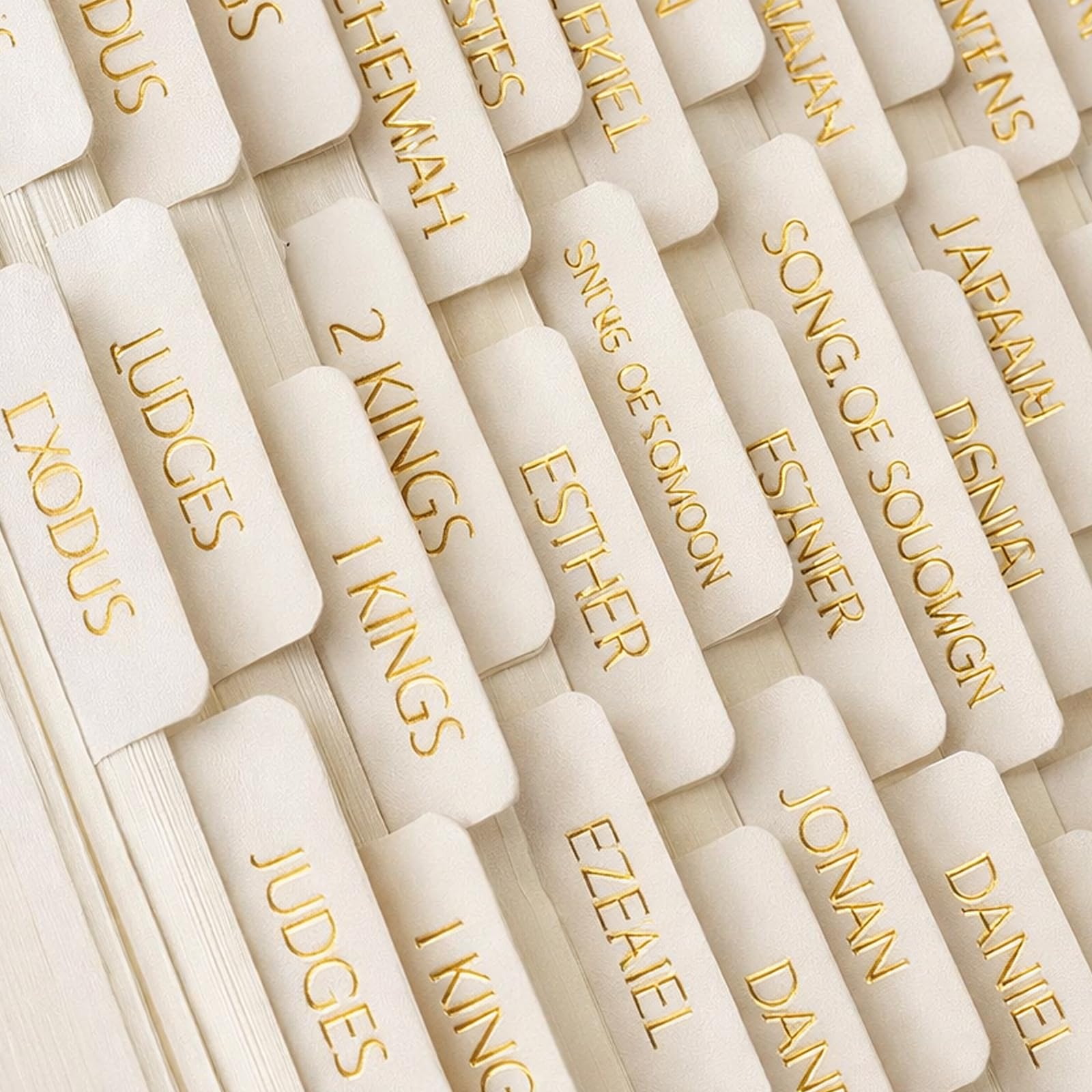 75 Pcs Bible Tabs Lettering Cream White Bible Index Tabs, Organise Scripture Navigation for Daily Devotion and Church Services, Durable Book Tabs for Study Bibles and Journals