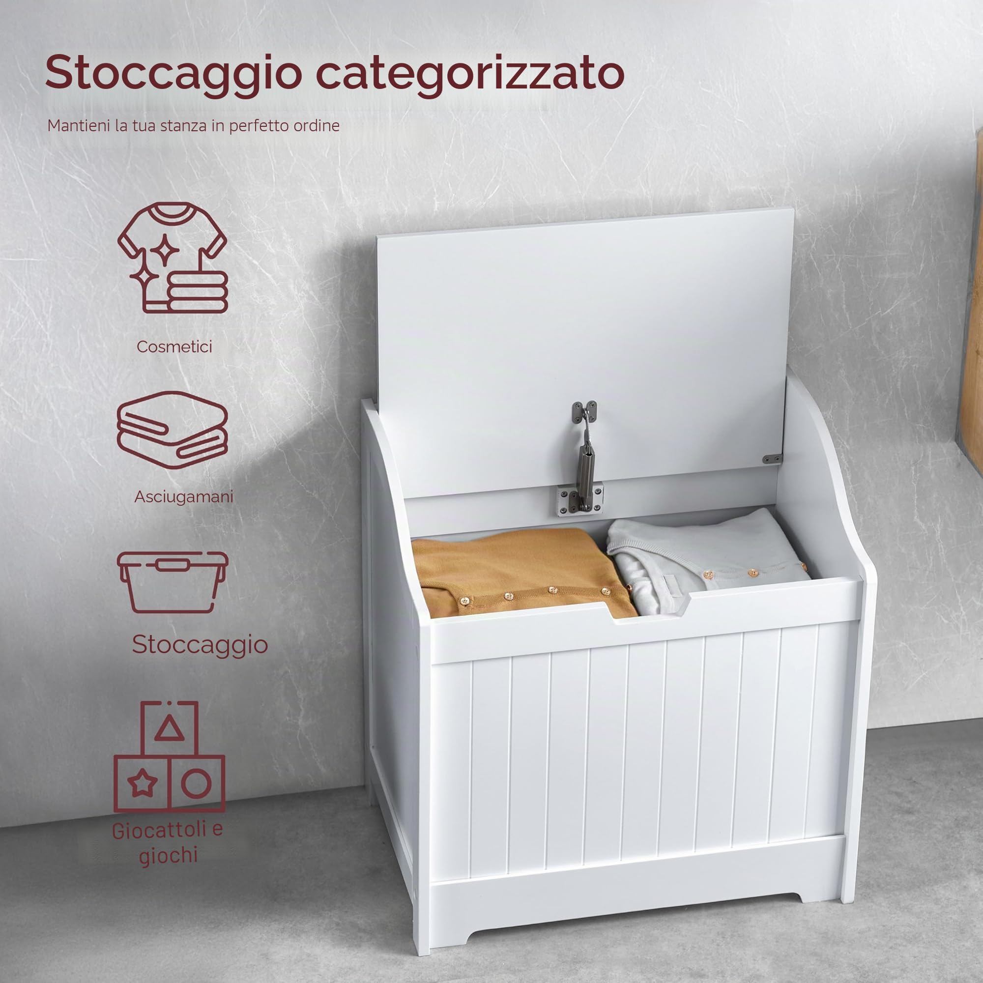 Home Discount Priano Armadio Bagno, armadietto cassettiera pattumiera in Legno per Biancheria, Bianco