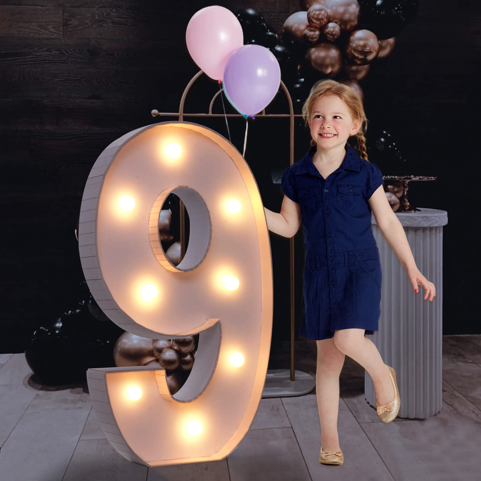Photo 1 of imprsv 3FT Marquee Light Up Numbers, Mosaic Numbers for Balloons FT Number 9