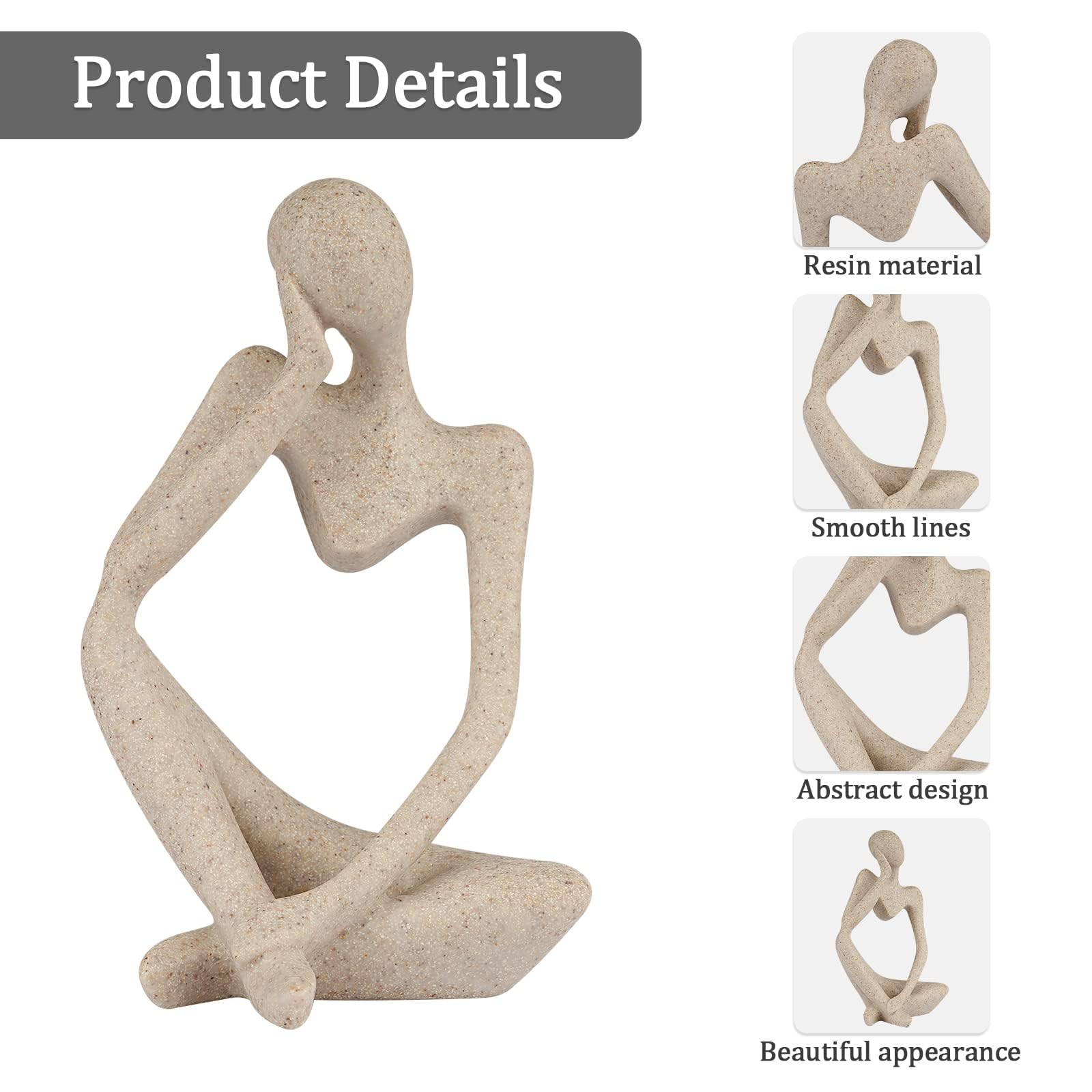 VICOPICO Abstract Thinker Statue Ornaments, Gold Decor, Resin Collectible Figurines, Home Living Room Bathroom Decorative Accessories - Image 3