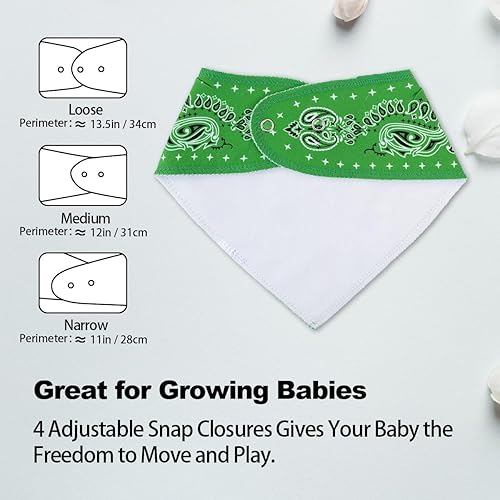 Miniatura 6 de Maiwa Paquete de 10 baberos triangulares tipo bandana para niños y niñas, para babear, dentición, comer con broches