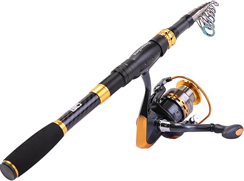 Sougayilang Portable Telescopic Fishing Rod and Reels for Freshwater and Saltwater Fishing Ideal for On the Go